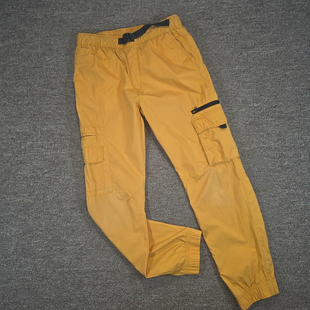 Wonder Nation Boys Cargo Jogger Pants Yellow Size L 10-12 Belted Utility Joggers